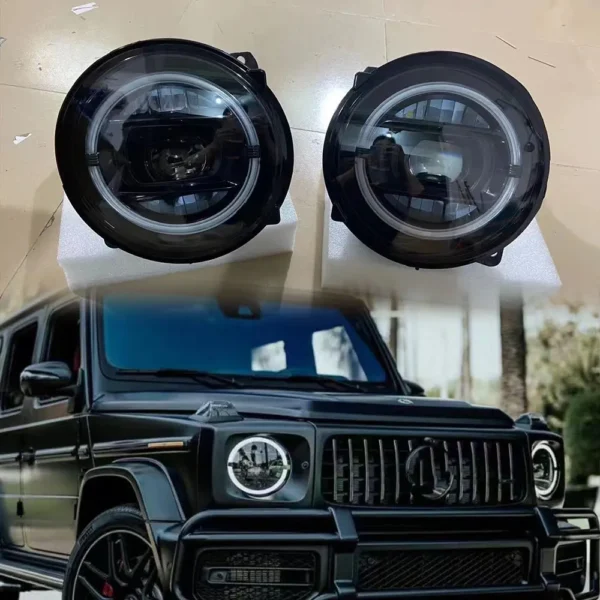 前大灯烟熏黑led几何形状大灯总成 06